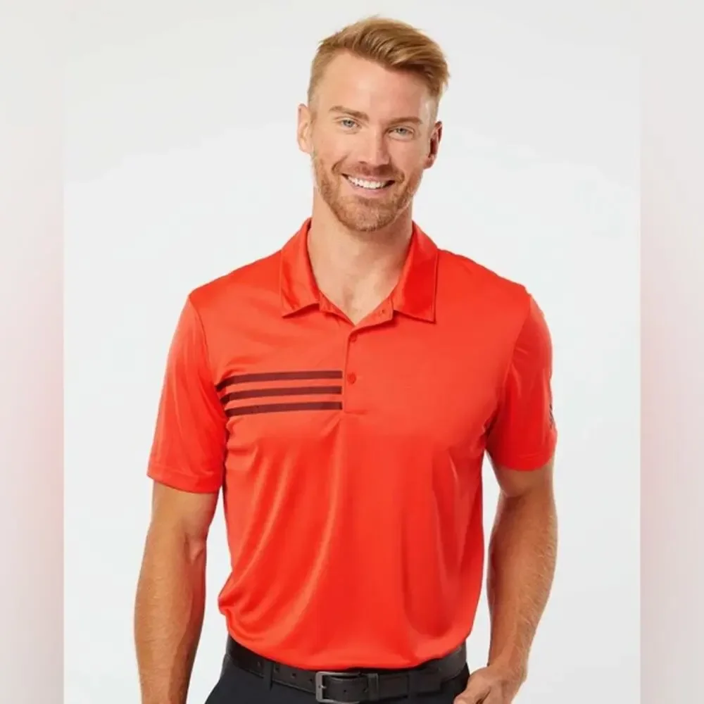 Adidas Men's Activewear Performance Polo Shirt Orange with Black Stripes Size XL